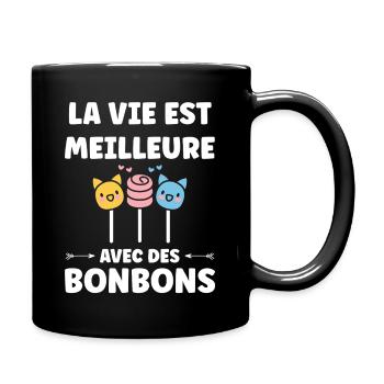La vie est meilleure avec des bonbons - Mug uni - noir - Droite