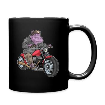 Moto Hippopotame - Mug uni - noir - Droite
