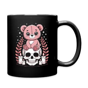 Kawaii Pastel Goth Geflickter Bär - Tasse einfarbig - Schwarz - Rechts