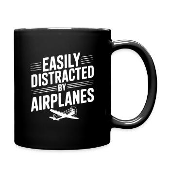 Facilement distrait par les avions - Mug uni - noir - Droite
