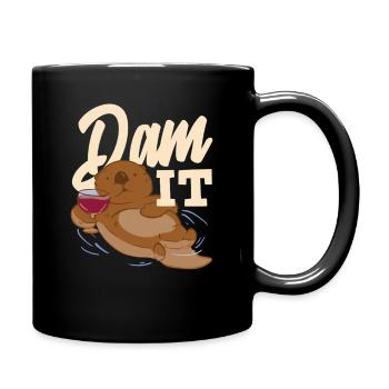 Loutre de mer dessin animé barrage il - Mug uni - noir - Droite