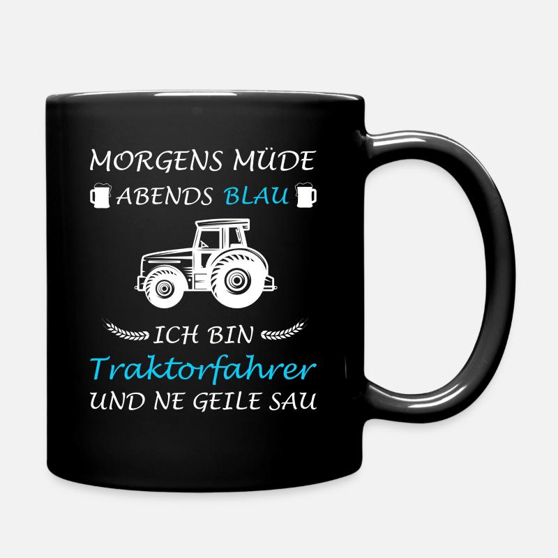 Trecker Traktorfahrer Treckerfahrer Landwirt Trakt - Tasse einfarbig - Schwarz