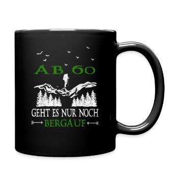 From 60 it's all uphill Birthday - Full Colour Mug - black - Right