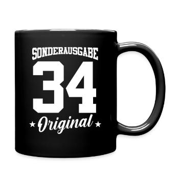 34 Geburtstag - Tasse einfarbig - Schwarz - Rechts