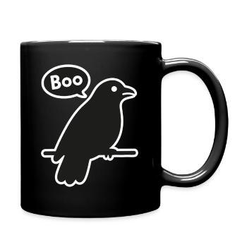 Krähe erschrecken - Tasse einfarbig - Schwarz - Rechts