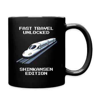Schnellreise freigeschaltet | Shinkansen Japan - Tasse einfarbig - Schwarz - Rechts