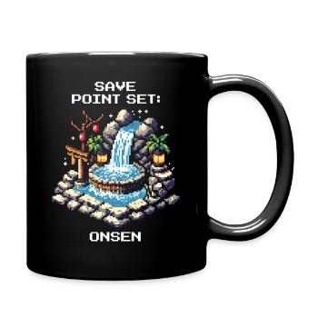 Speicherpunkt gesetzt: Onsen | Japan Reise - Tasse einfarbig - Schwarz - Rechts
