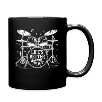 La vie est meilleure derrière le kit Drummer Drums - Mug uni - noir - Droite