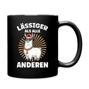 Alpaka LÄSSIGER ALS ALLE ANDEREN Lama Lustiges - Tasse einfarbig - Schwarz - Rechts