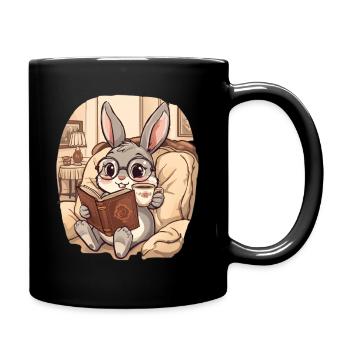 Soirée de lecture de lapin câlin - Mug uni - noir - Droite