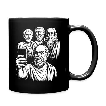Altgriechische Philosophen Selfie - Tasse einfarbig - Schwarz - Rechts