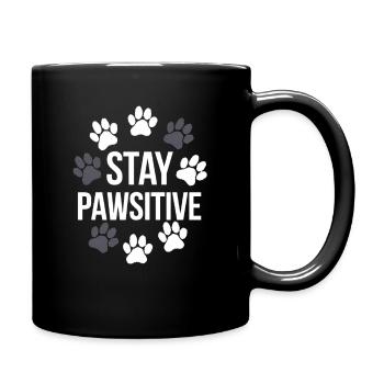 Stay Pawsitive Pawprints Tee - Full Colour Mug - black - Right