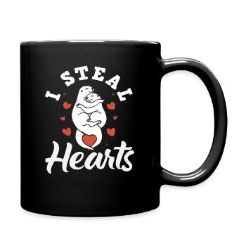 Seeotter Cartoon Herzen - Tasse einfarbig - Schwarz - Rechts