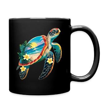 Schildkröte Wellen Surf Turtle Surfer Schildkröten - Tasse einfarbig - Schwarz - Rechts