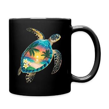 Schildkröte Wellen Surf Turtle Surfer Schildkröten - Tasse einfarbig - Schwarz - Rechts