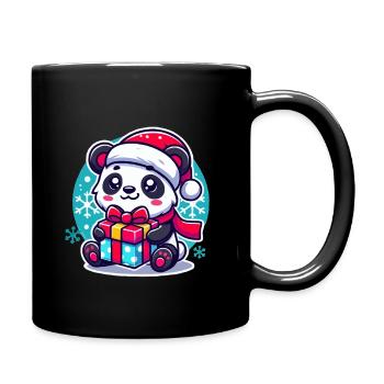 Panda Santa Geschenk Motiv - Tasse einfarbig - Schwarz - Rechts