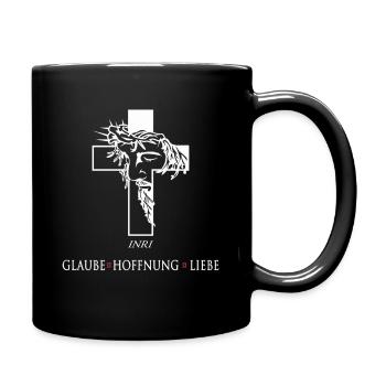 Jesus mit Dornenkrone  - Tasse einfarbig - Schwarz - Rechts