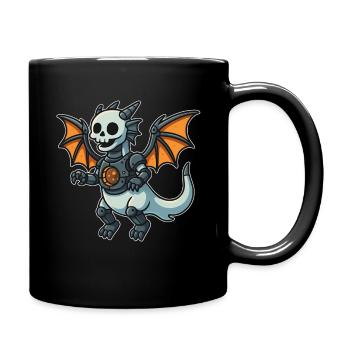 Robot dragon avec casque en os et ailes - Mug uni - noir - Droite
