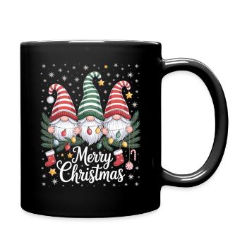 Merry Christmas Gnome T-Shirt with Fairy Lights - Full Colour Mug - black - Right