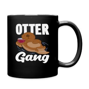 Seeotter Cartoon Bande - Tasse einfarbig - Schwarz - Rechts