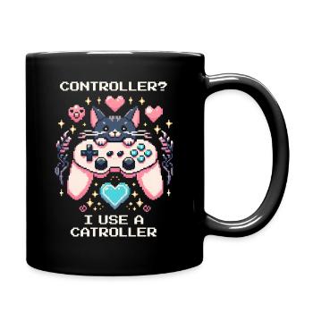 Catroller au lieu d’une manette | Chats Gamer Blague - Mug uni - noir - Droite