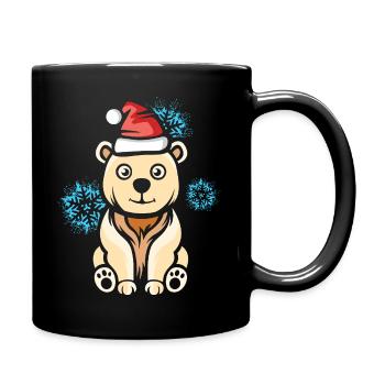 Christmas Polar Bear with Snowflakes - Full Colour Mug - black - Right