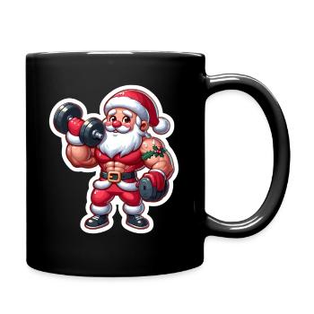 Muskel Santa Krafttraining - Tasse einfarbig - Schwarz - Rechts