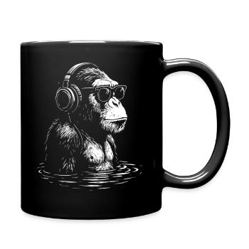 Casque Singe dans l’eau - Mug uni - noir - Droite