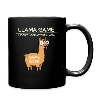 Llama Game Don't Look at the Llama Funny Llama - Full Colour Mug - black - Right