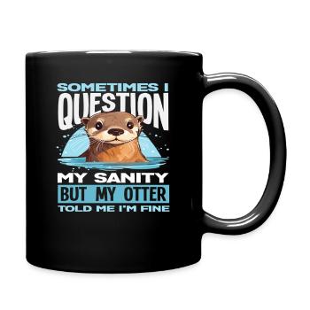 Question My Sanity Sea Otter Cartoon - Full Colour Mug - black - Right