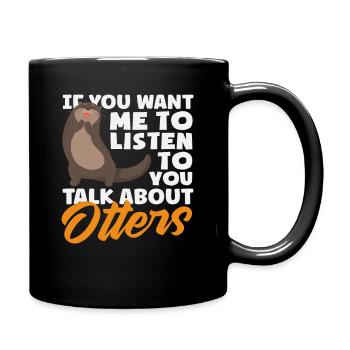 Conversation about otter sea otter cartoon - Full Colour Mug - black - Right
