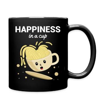 Happiness in a Cup Ramen Noodles Japanese Art - Full Colour Mug - black - Right
