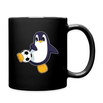 Pinguin Fußballspieler Fußball - Tasse einfarbig - Schwarz - Rechts