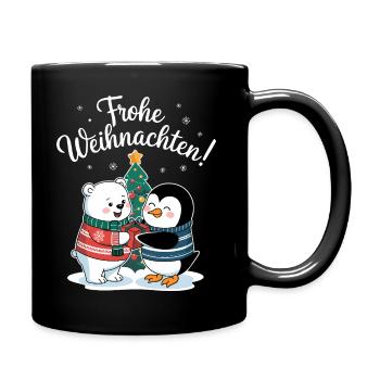 Eisbär Pinguin Weihnachtspullover süß Weihnachten - Tasse einfarbig - Schwarz - Rechts