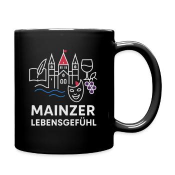 Mainz Lebensgefühl Skyline & Wein - Tasse einfarbig - Schwarz - Rechts