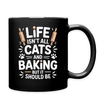Backen Spruch Katzen Lustiges Backen Geschenk - Tasse einfarbig - Schwarz - Rechts