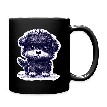 Fuzzy Puppy (Blue) - Full Colour Mug - black - Right