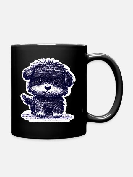 Fuzzy Puppy (Blue) - Full Colour Mug - black