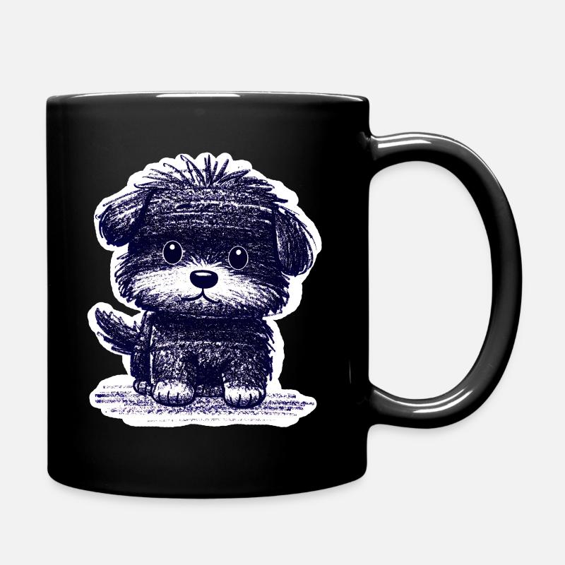 Fuzzy Puppy (Blue) - Full Colour Mug - black