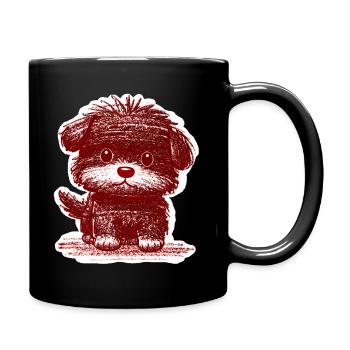 Fuzzy Puppy (Red) - Full Colour Mug - black - Right