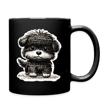 Fuzzy Puppy (Grey) - Full Colour Mug - black - Right