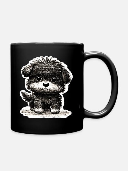Fuzzy Puppy (Grey) - Full Colour Mug - black