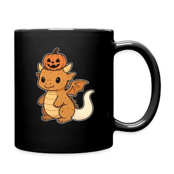 Pumpkin Dragon Kawaii Halloween - Full Colour Mug - black - Right