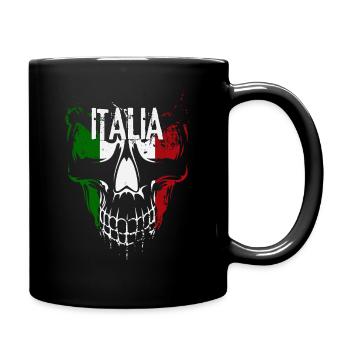 Skull with Italian Flag, Italian patriot - Full Colour Mug - black - Right