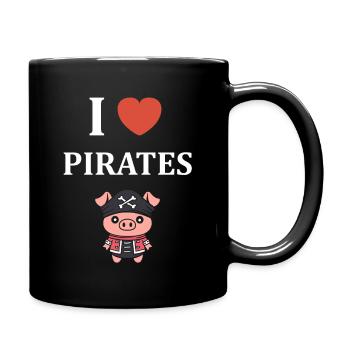 J'aime pirates cochons - Mug uni - noir - Droite