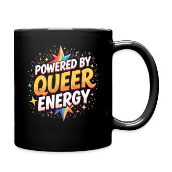 Powered by Queer Energy – Pride Statement - Tasse einfarbig - Schwarz - Rechts