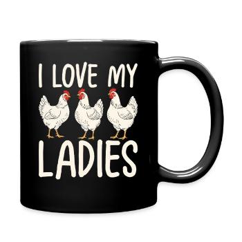 Ich liebe meine Hühner Damen - Tasse einfarbig - Schwarz - Rechts