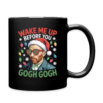 Gogh Xmas Portrait Stil mit Witz - Tasse einfarbig - Schwarz - Rechts
