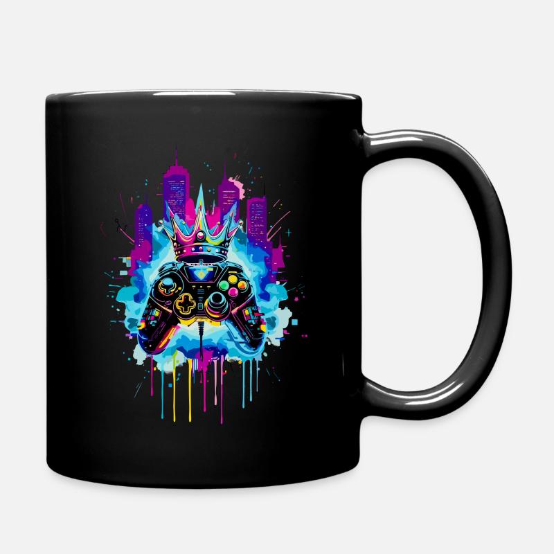 Gaming King Neon Cyberpunk Controller with Crown - Full Colour Mug - black