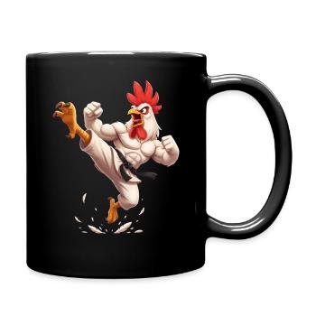 Kampf Hahn Karate  - Tasse einfarbig - Schwarz - Rechts